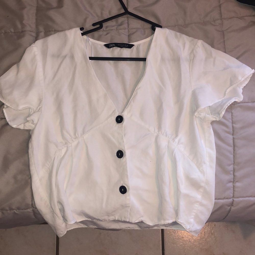 White Short Sleeve Zara Top